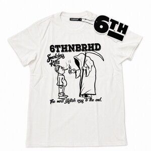6TH NBRHD Smoking Kills Grim Reaper Graphic T-Shirt White Small NWT